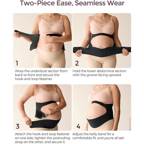 Momcozy Pregnancy Belly Band, CozySupport Ergonest Maternity Belly Band, Invisible Pregnancy Belt for Back, Abdomen, Waist
