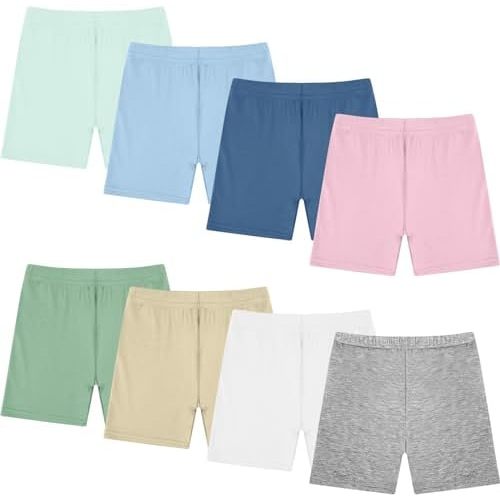 Boyiee 8 Pack Girls Toddlers Dance Shorts Bike Cartwheel Short for Kid Dance Gymnastics Safety Active Under Dress Multicolor
