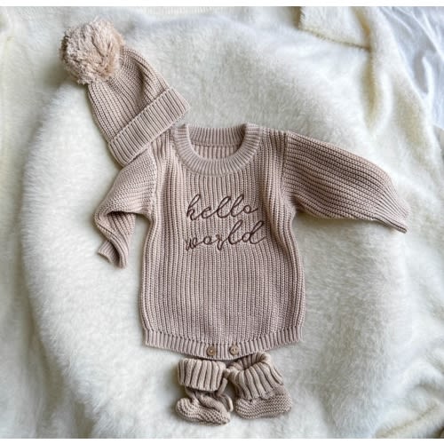 Hello World Chunky Knit Romper Bundle