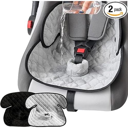 2 Pack Waterproof Piddle Pads Carseat Potty Training Car Seat Protector Waterproof Car Seat Liner Cover to Prevent Pee(Grey-1 Pack+Black-1 Pack)