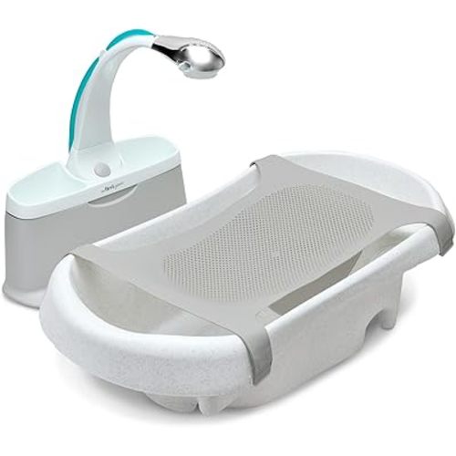 The First Years Rain Shower Baby Spa Bathtub Set – Includes Infant Sling, Soothing Spray Shower Head, Fresh Water Tank and Built-in Soft Brush – 3-in-1 Newborn to Toddler Design –Baby Bath Essentials
