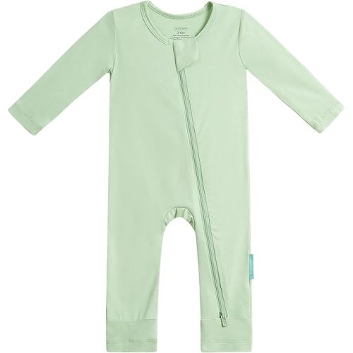 6-12 M, Baby Long Sleeve Romper Jumpsuit | Sage