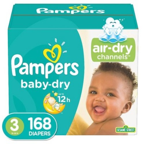 Pampers Baby Dry Disposable Diapers Enormous Pack - Size 3 (168ct)
