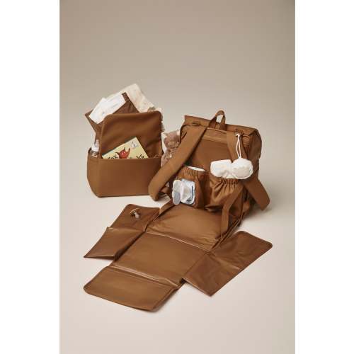 The Everyday Diaper Backpack in Camel Vegan Leather