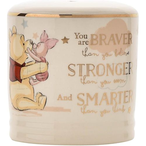 Happy Homewares Magical Beginnings Ceramic Money Box Winnie The Pooh - Braver, Stronger, Smarter - Perfect for a Classic Fan - Officially Licensed