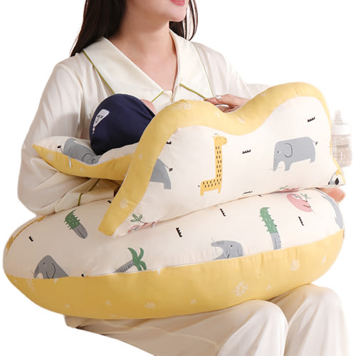 MaBabies Nursing Pillow for Breastfeeding with Adjustable Waist Strap and Removable Cotton Cover, Breast feeding Pillow, Bottle Feeding Pillow