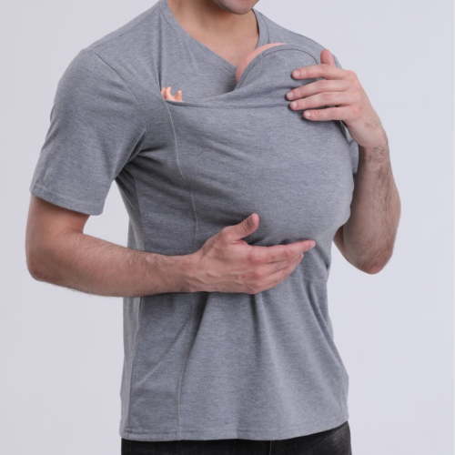 Kangaroo Shirt for Mom & Dad - Couple Skin to Skin Shirt with Baby Pouch, Nursing & Bonding Tee for New Parents, Soft Cotton (S-4XL)