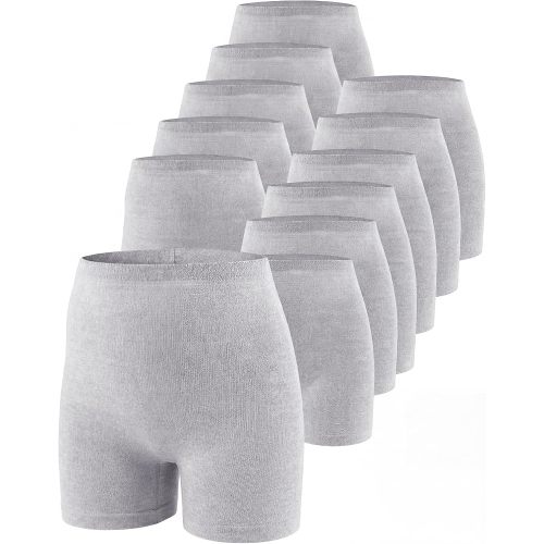 Sosation 12 Pcs Postpartum Underwear for Women Disposable High Waisted Boyshort Underwear for Mom Postpartum Seamless, Stretch Support Under Wear for New Mom Essentials, Waist 28"- 42", Grey