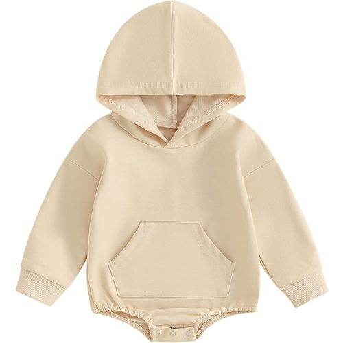 Baby Boy Girl Hooded Romper Cute Solid Color Long Sleeve Sweatshirt Romper Newborn Fall Outfit