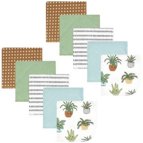 Hudson Baby Cotton Poly Flannel Washcloths, Plants 10 Pack, One Size