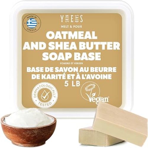 Skin Said Yes 5Lb Oatmeal Soap Base - Bulk Melt and Pour Organic Soap Making Supplies - SLS/SLES Free, No Palm Oil, All Natural - Perfect for DIY Projects, Gentle on Skin, Moisturizing