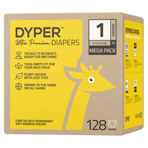 DYPER Ultra Premium Diapers Size 1, 128 Diapers (Select For More Options)