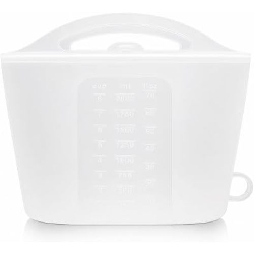 Portable Silicone Steam Sterilizer Bags for Travel, 70oz/2000ml Reusable Steaming Bags for Baby Bottles, Breast Pump Parts, Pacifiers, Teethers, and Other Baby Accessories, Pure White, 1 Pack