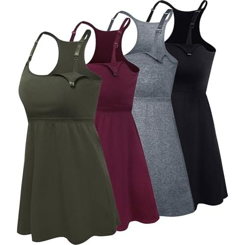 Cotton Maternity Nursing Tank Tops with Bralette Breastfeeding Shirts Pregnancy Clothes
