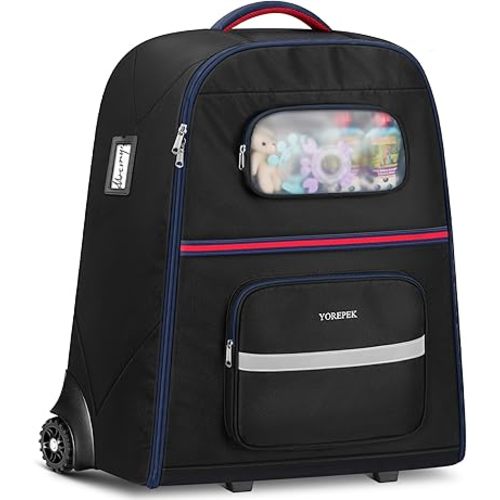 YOREPEK Padded Stroller Bag for Airplane, Fits for Nuna Mixx Next (No Wheel Removal Needed), Rolling Stroller Travel Bag with Upgraded All-Terrain Large Wheels, Mini Pocket for AirTag, Black