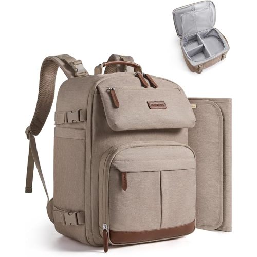 mommore Diaper Bag Backpack Multi-Pocket Travel Baby Bag with Changing Pad