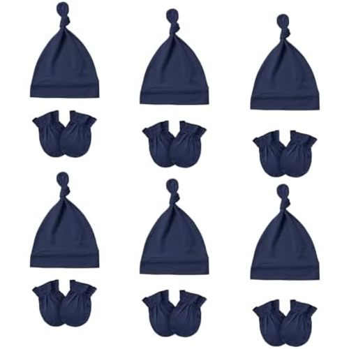 PurComfy Baby Hats and Mittens Set, Bamboo Viscose Cap and Mittens 12 Pieces, 0-6 Months Infant Newborn