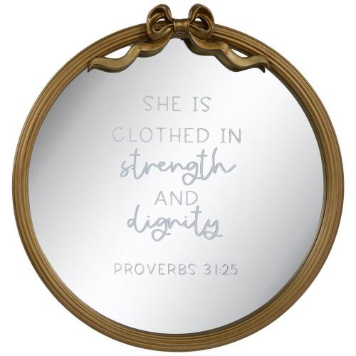 Proverbs 31:25 Gold Wall Mirror