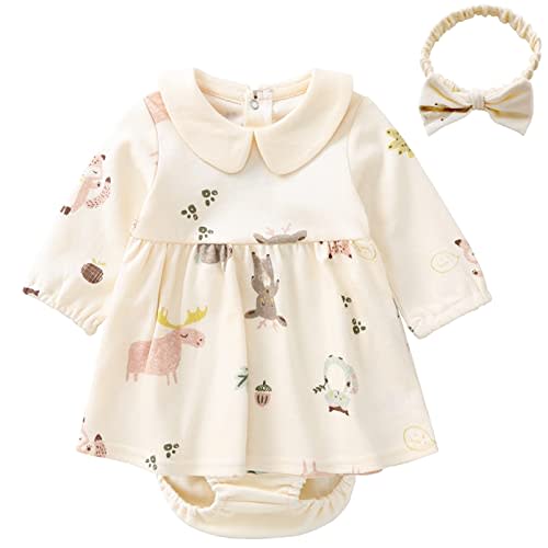 pureborn Baby Toddler Girl Dress with Bloomer Short and Long Sleeve Playwear Dress with Diaper Cover