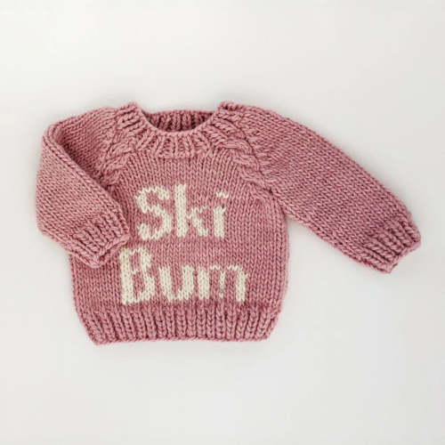 Ski Bum Crew Neck Knit Sweater, Rosy