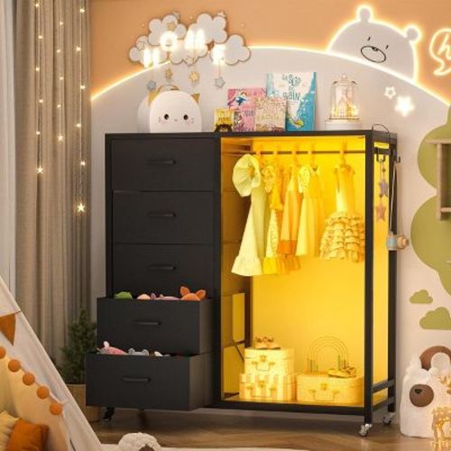 Aheaplus Dresser with 5 Fabric Drawers, Closet Storage