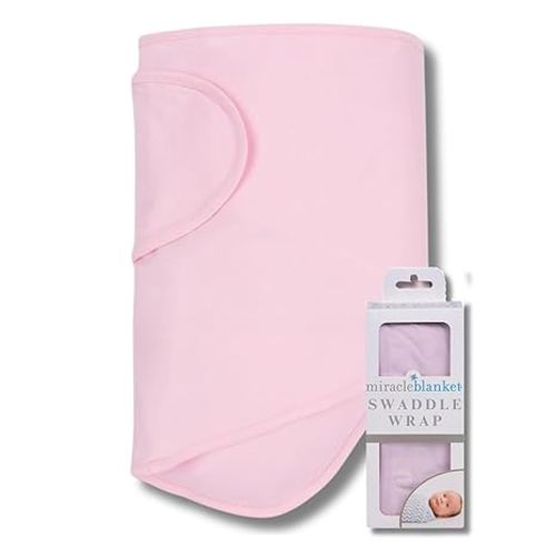 Miracle Blanket Swaddle Wrap – Help Your Newborn Sleep Longer – Soft & Secure Sleep Sack for Infants – Easy-to-Use Swaddling Blanket for a Calm Baby (Pink)
