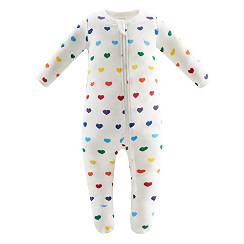 Owlivia Organic Cotton Baby Pajamas, Boys Girls Zip Front Sleep 'N Play Pjs, Footed Sleeper, Long Sleeve