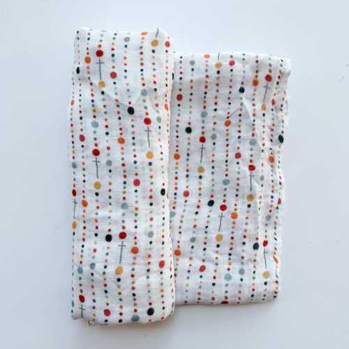 Rosary Dots- Catholic Baby Muslin Blanket Swaddle