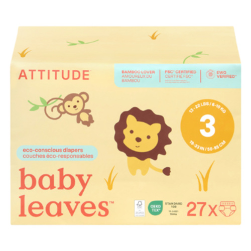 Buy ATTITUDE Baby Leaves Diapers Unscented 3 Size Size 3