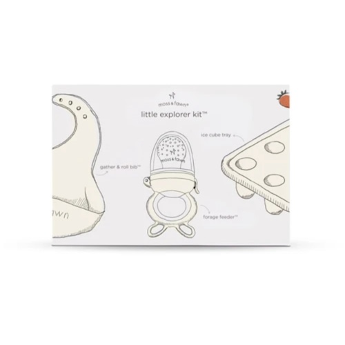Little Explorer Kit – Feeder, Ice Cube Tray & Gather & Roll Bib Bundle – Moss & Fawn