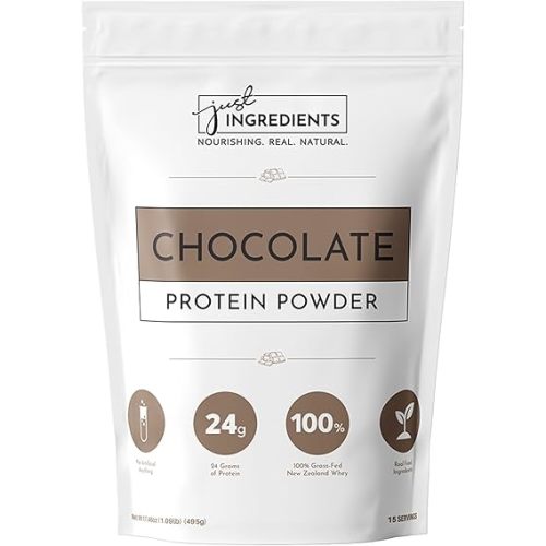 Protein Powder | Vanilla Protein Powder Made with 100% Grass Fed, Non Denatured Whey | Four Different Protein Sources from Organic Whole Food Ingredients | 15 Servings | 22g Protein - Chocolate