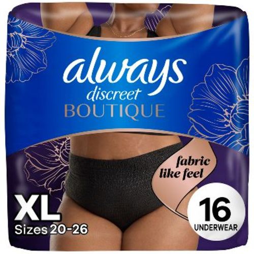 Always Discreet Boutique Black Maximum Underwear - XL - 16ct