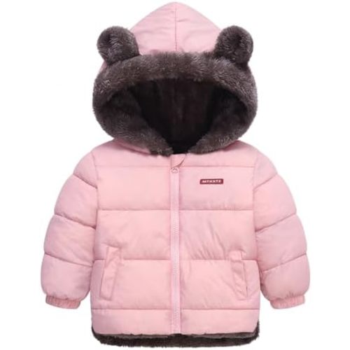 Infant Baby Winter Coat Bear Hooded Jacket Warm Fleece Snowsuit Windproof Outerwear for Toddler Boy Girl 9M-4T
