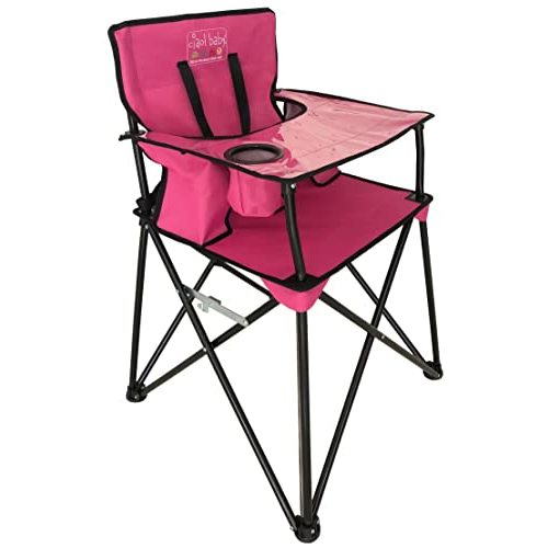 ciao! baby Portable High Chair, for Travel and Camping, Hot Pink | With Tray, Carry Bag, 23 x 23 x 32 Inches, Nylon and Vinyl, No Assembly Needed