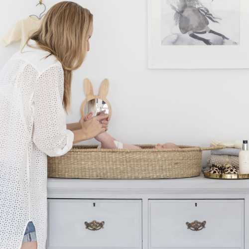 Premium Baby Changing Basket For Baby - Organic Seagrass Baby Change Basket - Trendy Changing Table Topper - Baby Changing Pad