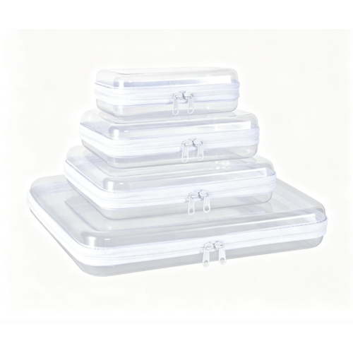 3 Pack Clear Hard Shell Zipper Case, Clear Zipper Pouches Waterproof Makeup Organizer & Travel Toiletry Bag, Diaper Bag Organizing Pouches, Plastic Pouch for Office Home Storage, Large Size