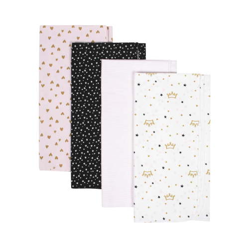 Gerber Baby Girl Organic Flannel Receiving Blankets, 4-Pack