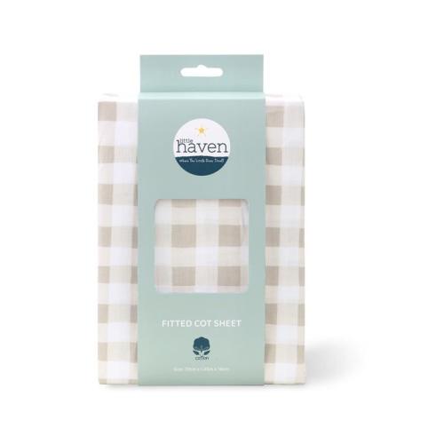 Little Haven Cot Fitted Baby Sheet 100 Percent Cotton For Australian Cots - Beige