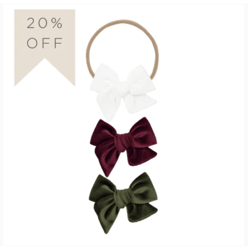 Velvet Bow 3 Pack: Wine Headbands