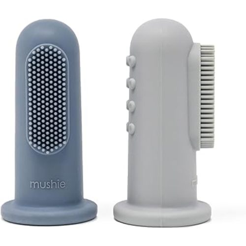 mushie Baby Finger Toothbrush (Tradewinds/Stone) 2-Pack