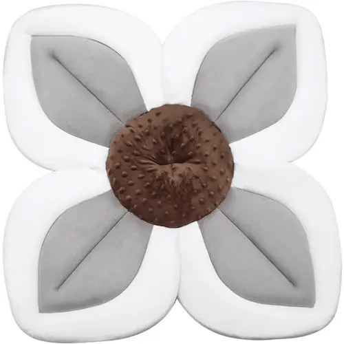 PandaEar Baby Bath Pad for Infant Newborn | Soft Flower Petals for Sink Bathtub Essentials Shower Gift (Grey)