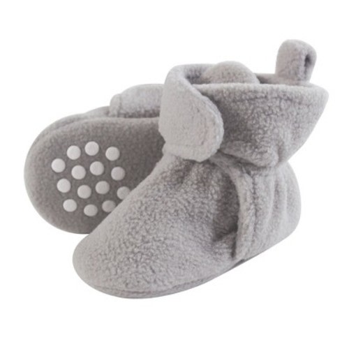 Luvable Friends Infant Baby Cozy Fleece Booties, Neutral Gray, 0-6 Months