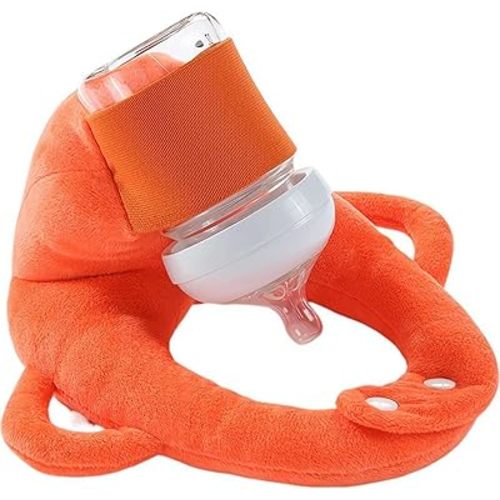 Bottle Holder for Self Feeding – Adjustable Bottle Feeding Pillow for Newborns & Infants, Hands-Free Nursing Support Pad for Breastfeeding – Soft, Washable, Portable (Orange)