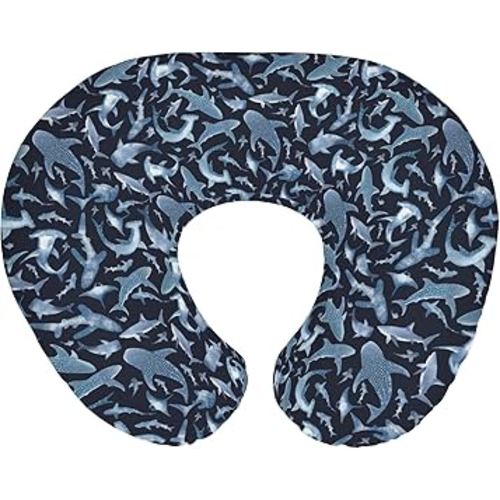 Blue Sharks Baby Nursing Pillow Covers for Boy Girl Sea Ocean Animal Nursing Pillow Slipcovers for Breastfeeding Pillows Nautical Shark Soft Stretchy Removable Covers for Newborn Infant