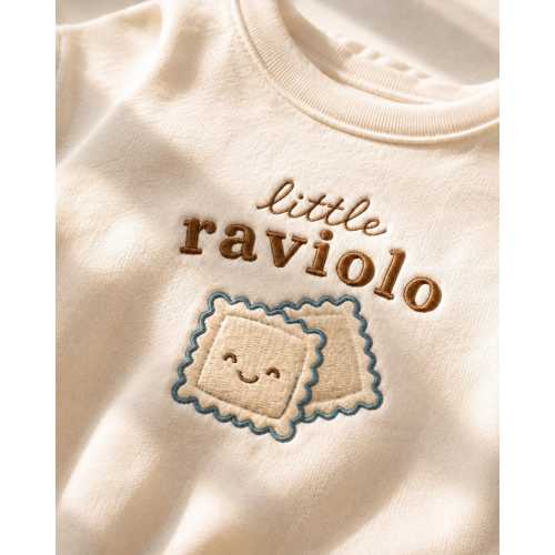 Little Raviolo Embroidered Romper, Italian Food Baby Outfit, Foodie Baby Shower Gift, Newborn Coming Home Outfit