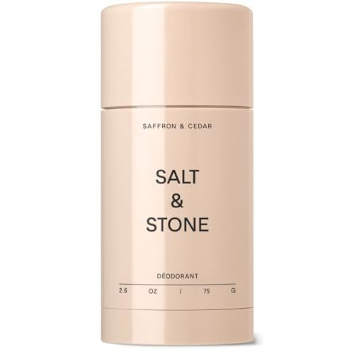 Salt & Stone Aluminum-Free Deodorant for Women & Men Saffron & Cedar 2.6 oz | Extra Strength 48 Hour Protection, Gender Neutral Scent, Made with Niacinamide, Spirulina, Magnesium & Antioxidants