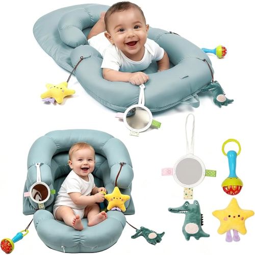 2-in-1 Tummy Time Baby Mat & Seated Support Cushion，Tummy Time Cushion