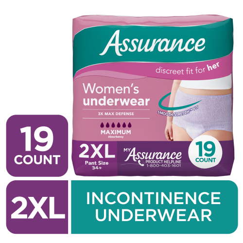 Assurance Women's Incontinence & Postpartum Underwear, XXL , Maximum Absorbency (19 Count)