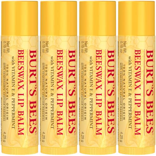 Burt's Bees 100% Natural Moisturizing Lip Balm (Original Beeswax) | Lip Moisturizer with Beeswax, Tint-Free, 100 Percent Natural Origin Conditioning Treatment, Easy to Take Anywhere