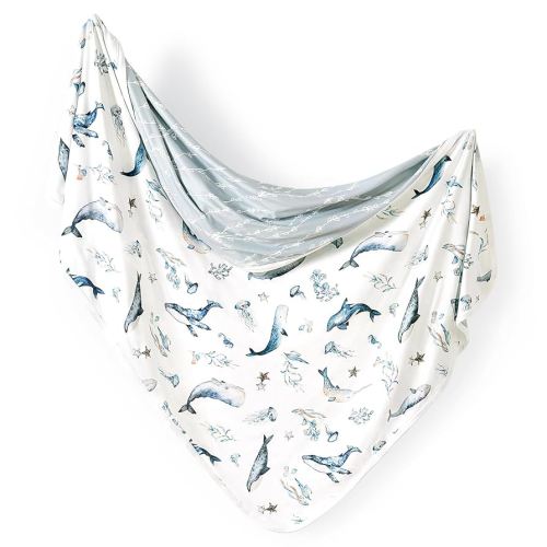 GRSSDER Baby Blankets Super Soft Jersey Knit Swaddle Blanket for Baby Girls and Boys, Double Layer Receiving Blankets 34 x 44 Inches, Extra Large for Baby Swaddling, Sea Fish